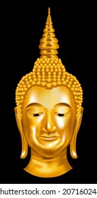 Kopf Golden Buddha. Vektorgrafik.