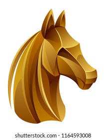 Head of a golden horse on a white background