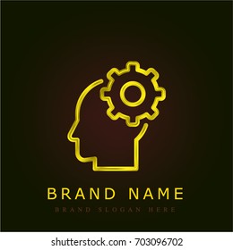 Head golden metallic logo