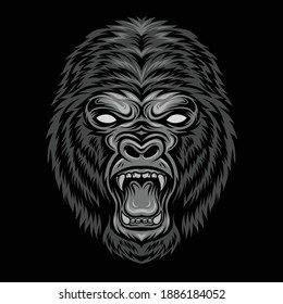 head gorilla detailed vector illustration