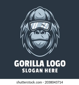 head gorilla  logo design vector