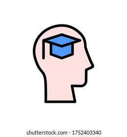 head graduate hat icon. Simple color with outline vector elements of brain process icons for ui and ux, website or mobile application
