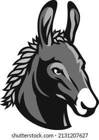 Head of Gray Donkey Vector