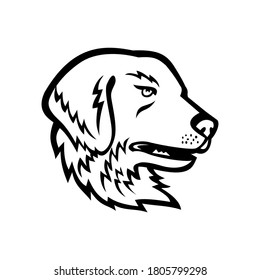 Head of Great Pyrenees Dog or Pyrenean Mountain Dog Black and White Mascot
