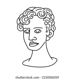 Head of a Greek statue, hand-drawn sketch style doodle. Greece. Ancient statues. Gods. Vector simple illustration.