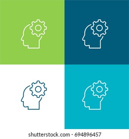 Head green and blue material color minimal icon or logo design