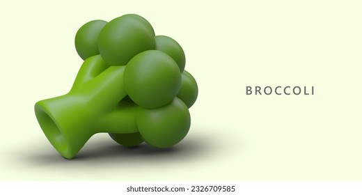 Head of green broccoli lies on its side. Fresh diet vegetables, ready to cook. Popular type of cabbage. Vector concept for grocery stores, dietary resources, culinary sites