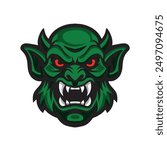 head of a green monster. vector illustration on white background