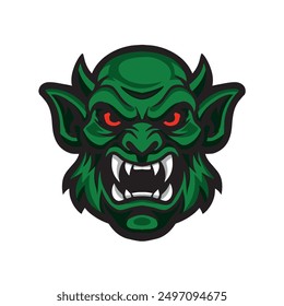 head of a green monster. vector illustration on white background