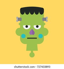 Head of green zombie. Halloween character Vector illustration