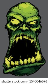 the head of the green zombie scary evil sticker