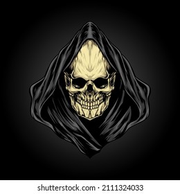Head grim reaper vector illustration and t shirt design