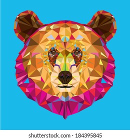 Head of grizzly bear in geometric pattern, Vector format