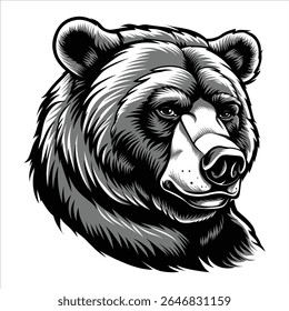uma cabeça de ilustração do vetor urso-cinzento
