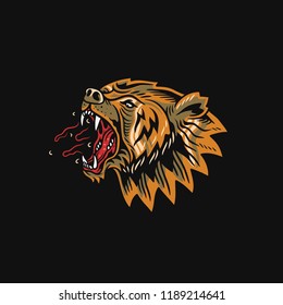 Head of grizzly with roaring, bigger and strong grizzly.