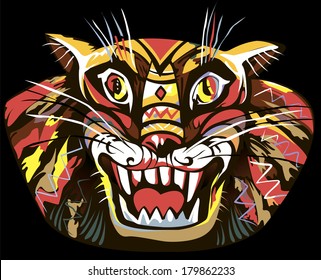 The head of a growling tiger
