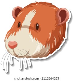 Head of Guinea pig animal cartoon sticker illustration