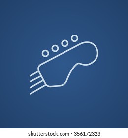 Head of the guitar line icon for web, mobile and infographics. Vector light blue icon isolated on blue background.