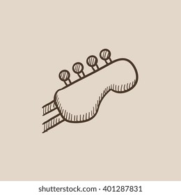 Cabeza del icono del boceto de guitarra.