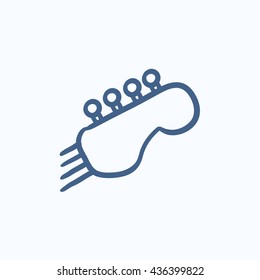 Head of the guitar vector sketch icon isolated on background. Hand drawn Head of the guitar icon. Head of the guitar sketch icon for infographic, website or app.