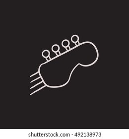 Head of the guitar vector sketch icon isolated on background. Hand drawn Head of the guitar icon. Head of the guitar sketch icon for infographic, website or app.