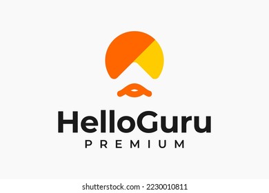 head guru logo icon with mustache