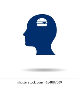 Head and hamburger sign,