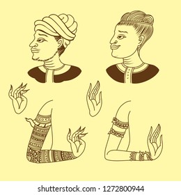 caracteres tailandeses en el brazo de la cabeza