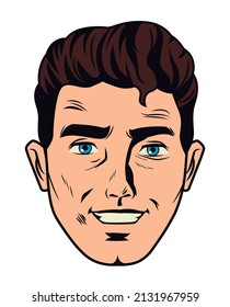 head happy man pop art style