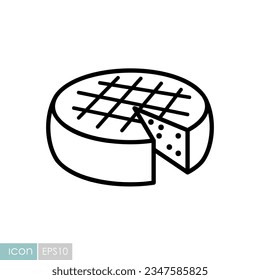 Cabeza queso duro con una tajada cortada icono vector. Signo de producto lácteo. Símbolo gráfico para cocinar diseño de sitio web y aplicaciones, logotipo, aplicación, interfaz de usuario