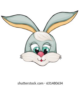 Head of a hare. Cartoon style. Isolated image on white background. Clip art for children.