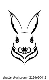 Head of a hare in tattoo style. Isolated symbol of 2023. Handmade.