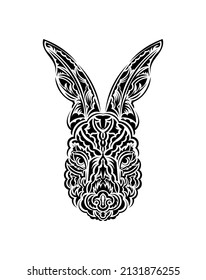 Cabeza de liebre con estilo de tatuaje. Símbolo aislado de 2023. Hecho a mano.