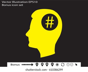 head, hash tag, icon, vector illustration eps10