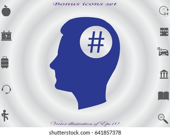 head, hash tag, icon, vector illustration eps10