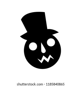 Head With Hat - Halloween Terrible Vector Icon - Black 2