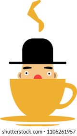 Head in a Hat inside the Yellow Cup
