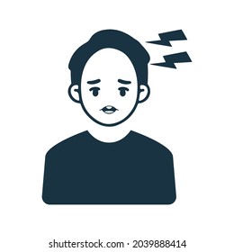 Cabeza, icono de dolor de cabeza. Ilustración vectorial simple editable.