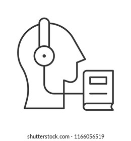 head, headphone and e book, human skill development by online education, e-learning concept