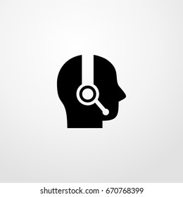 head with headphone icon. vector sign symbol on white background