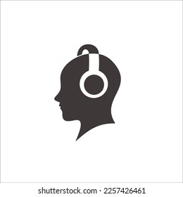 Head and headphone negative space logo