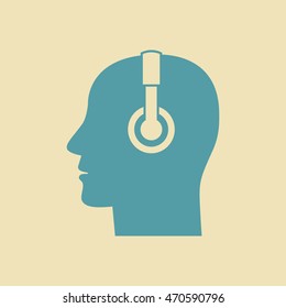 Head with headphones 