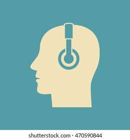 Head with headphones 