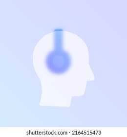 head in headphones glass morphism trendy style icon. listening to music transparent glass color vector icon with blur. for web and ui design, mobile apps and promo business banners and posters