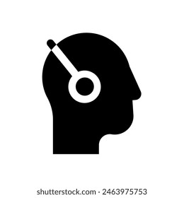 head with headphones - vector icon	
