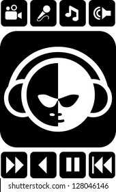 Head in Headphones - Vector icon isolated