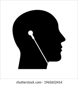 Head in Headphones Vector icon isolated on white background.color editable