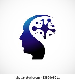 Head Health logo template vector. 
Head intelligence logo designs concept vector.
Tech. Colorful Mind. brain Health.