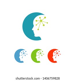 Head Health logo template vector. 
Heat gear logo. Brain vector tech designs concept.
Colorful Intelligence Mind icon of Nature heal.