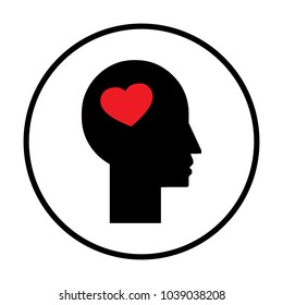 Head with heart icon in circle